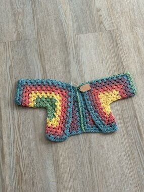 Handmade Kids Toddler Baby Crochet Cotton Cardigan Rainbow Shrug
